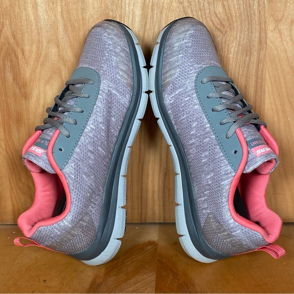 Womens 8 Skechers Slip Resistant Work Shoes Grey Pink SEF1508 - Picture 6 of 8